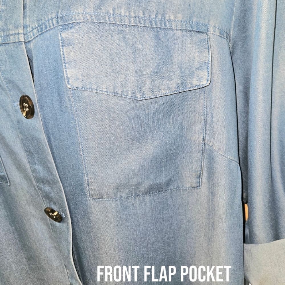 MARC NEW YORK Plus Size Super Soft LongSleeve Blue Chambray Shirt Dress 3X - Picture 11 of 16